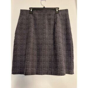 Vintage Casual Corner & Co Gray Plaid Skirt Size 14 With Back Slit Polyester Mid